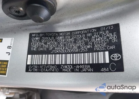 2013 Toyota Prius Two z USA, uszkodzony, nr VIN JTDKN3DU3D5581253